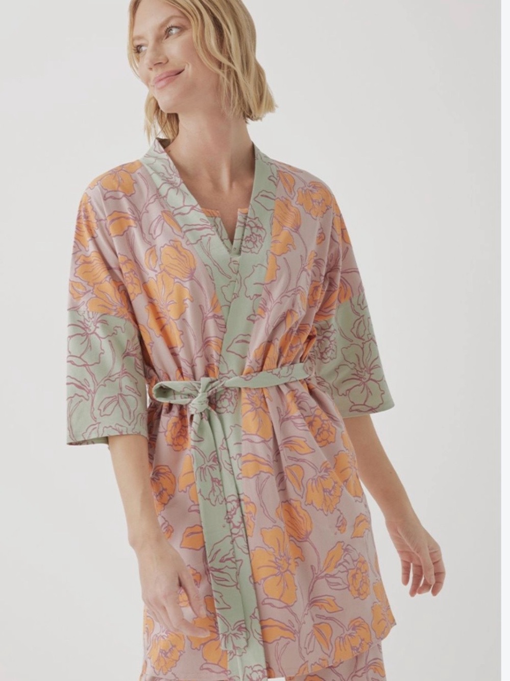 Pact staycation short cotton robe